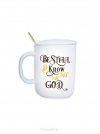 Productafbeelding Mug ceramic cover/spoon Be still and kno