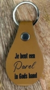 Productafbeelding Sleutelhanger oker Je bent een parel